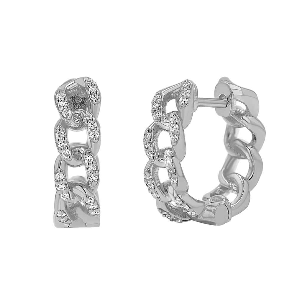 Cuban Link Huggies Hoop Earrings F353773