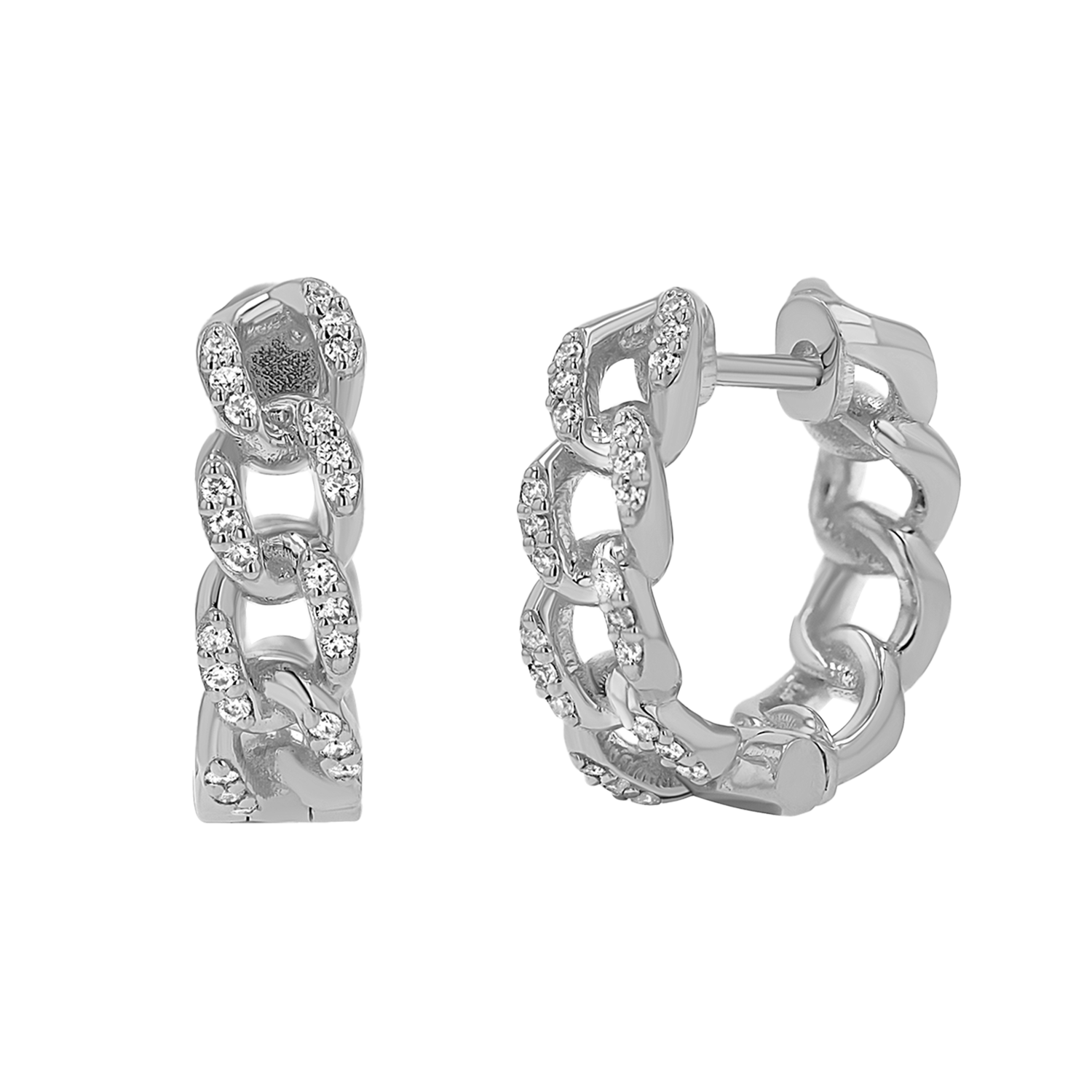 Cuban Link Huggies Hoop Earrings F353773