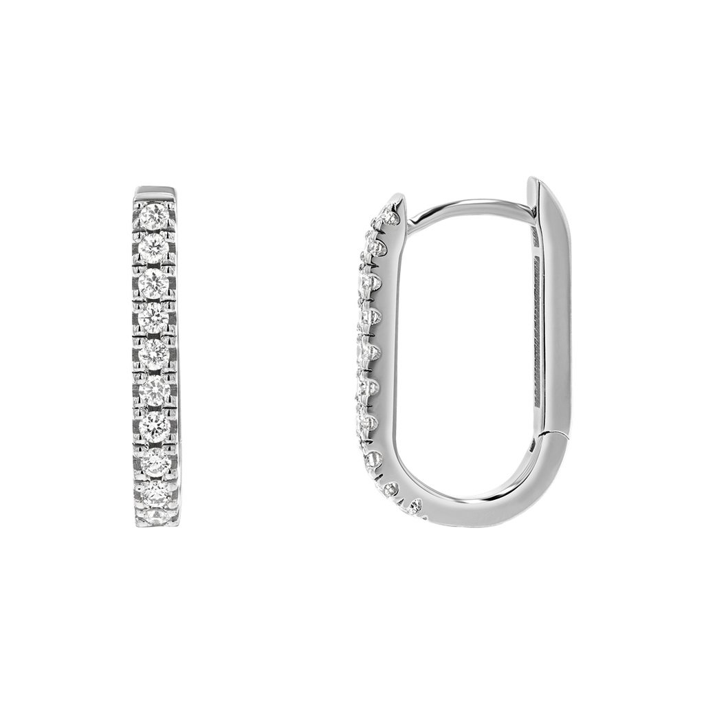 U-Pave Paperclip Huggie Earrings X839