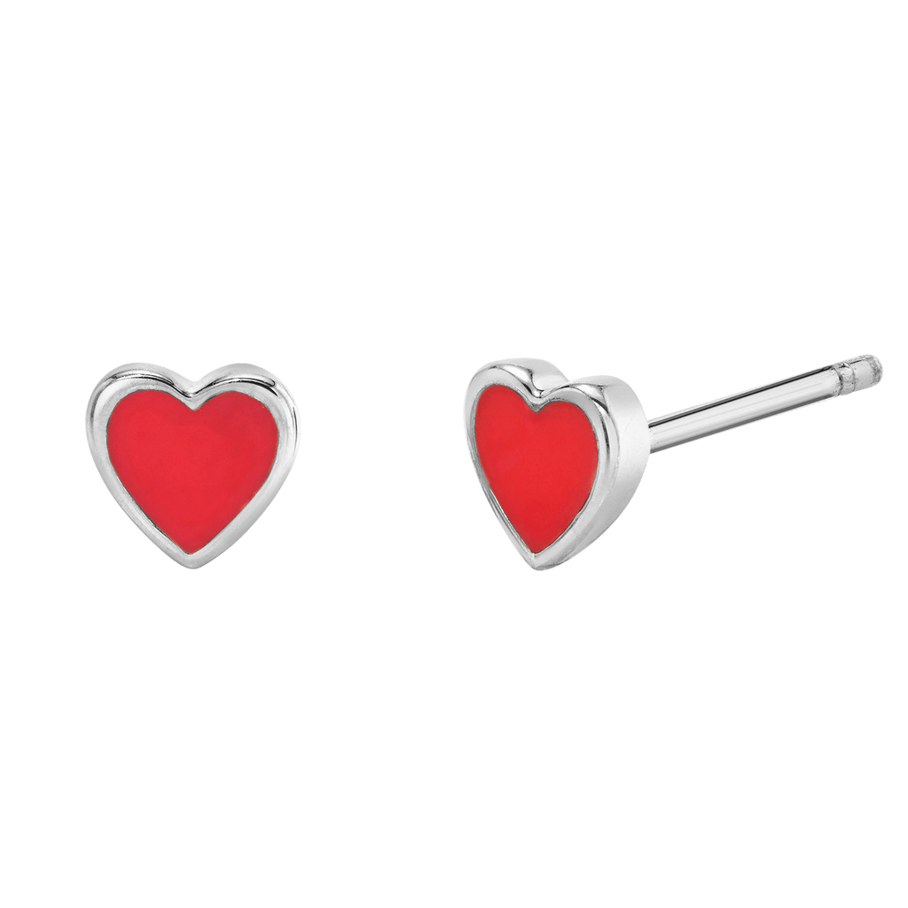 Heart Shape Enamel Stud Earrings X634287