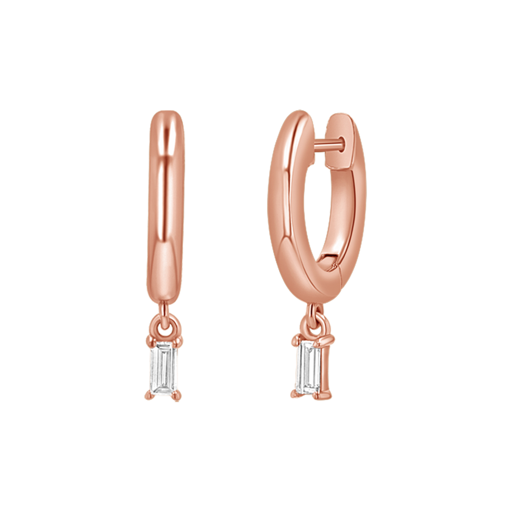 Diamond Baguette Charm Drop Huggies N844