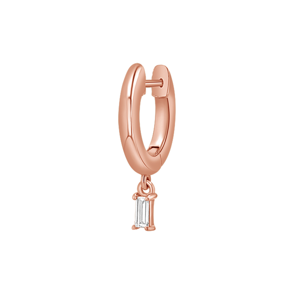 Diamond Baguette Charm Drop Huggies N844