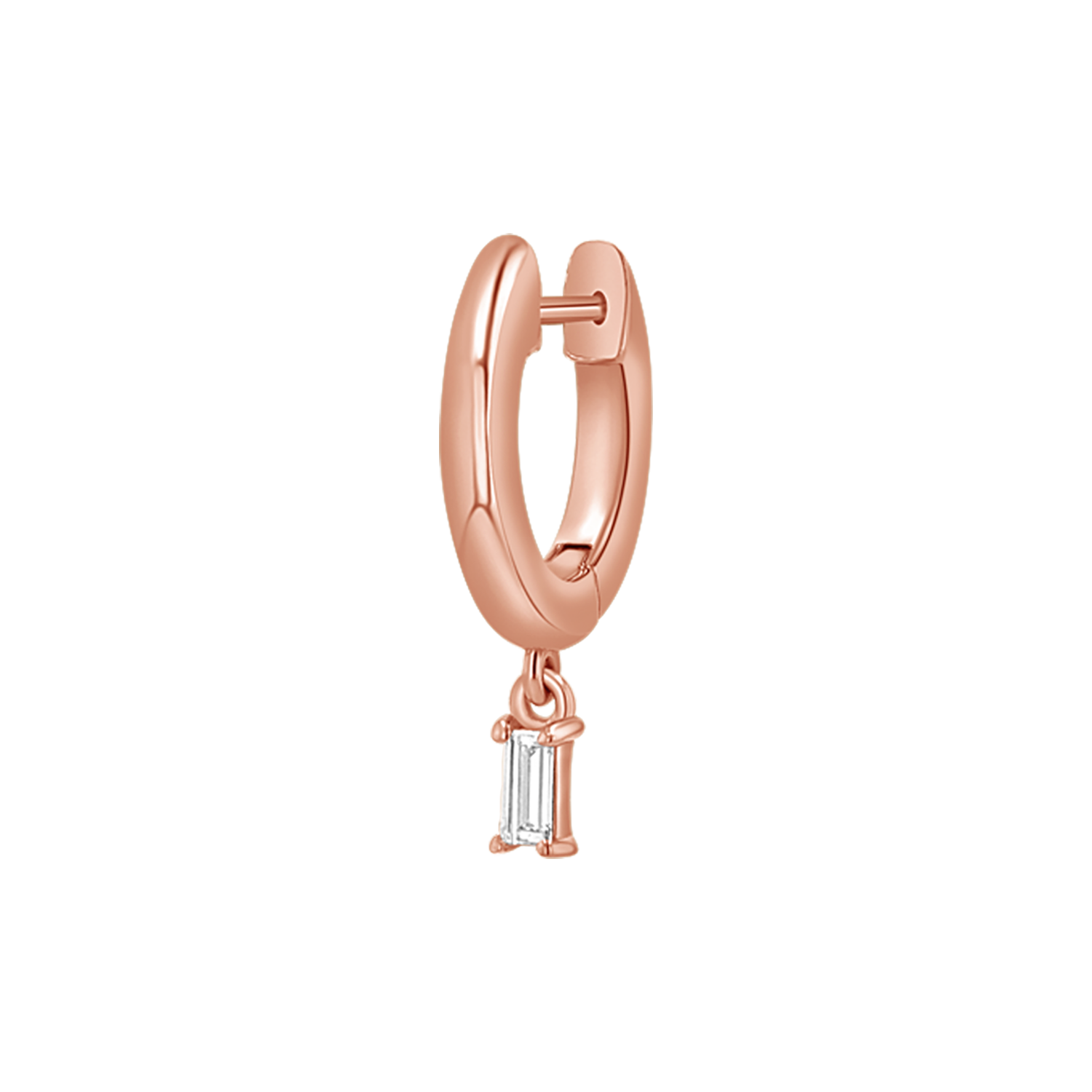Diamond Baguette Charm Drop Huggies N844