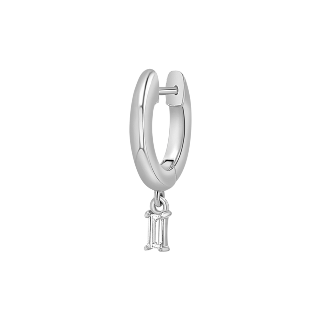Diamond Baguette Charm Drop Huggies N844