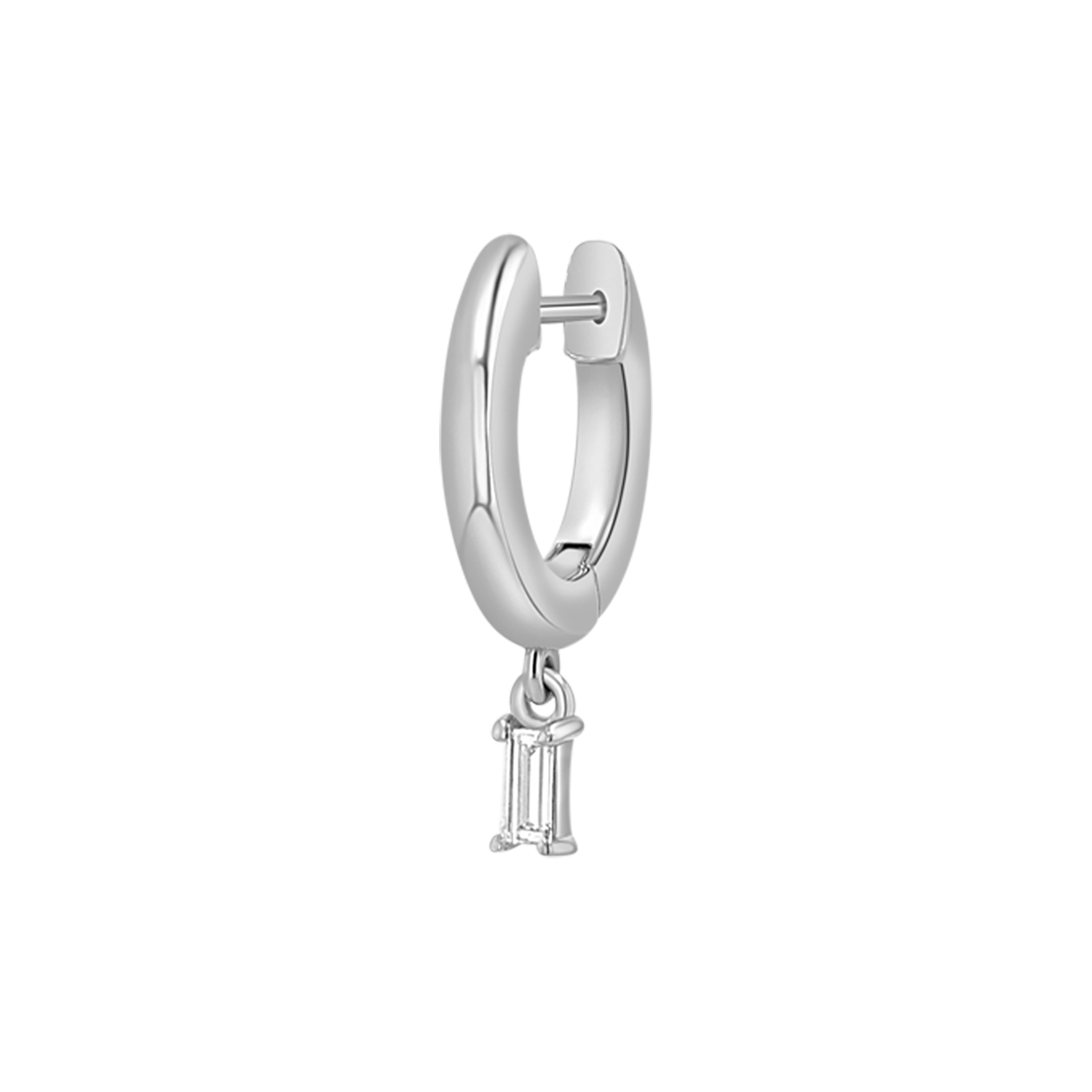 Diamond Baguette Charm Drop Huggies N844