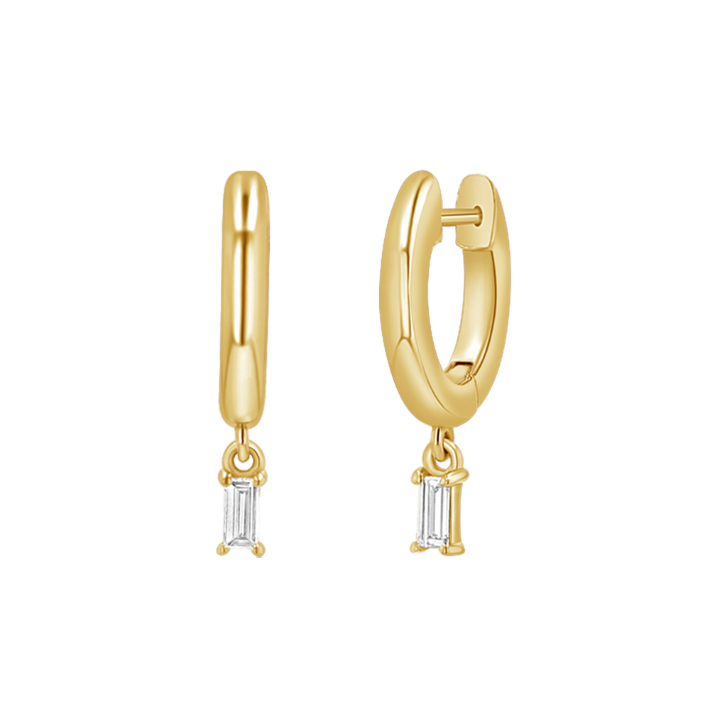 Diamond Baguette Charm Drop Huggies N844