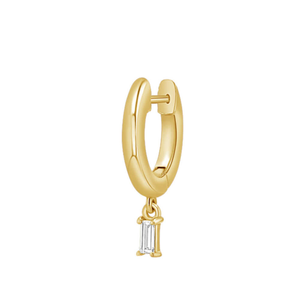 Diamond Baguette Charm Drop Huggies N844