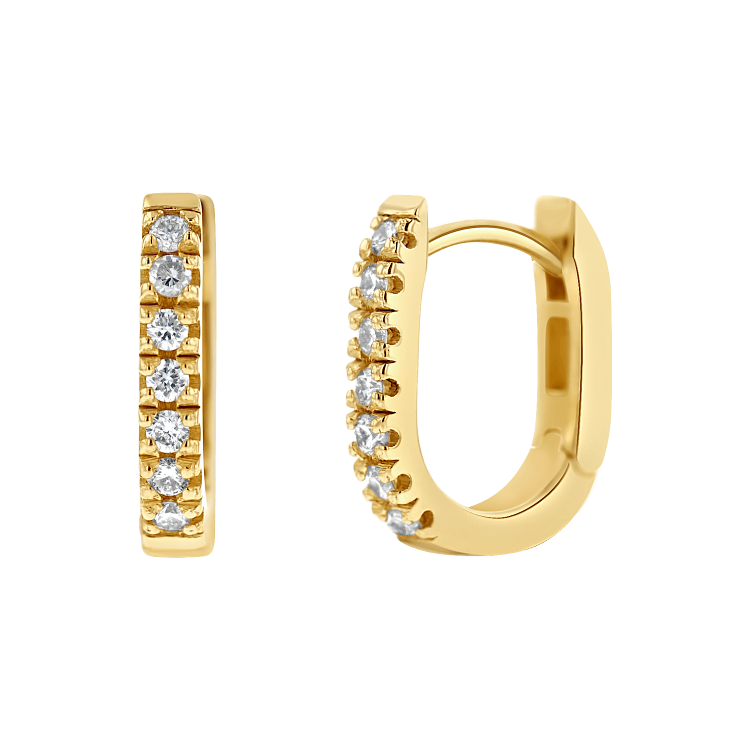Diamond U-Pave Paperclip Huggie Earrings C5517