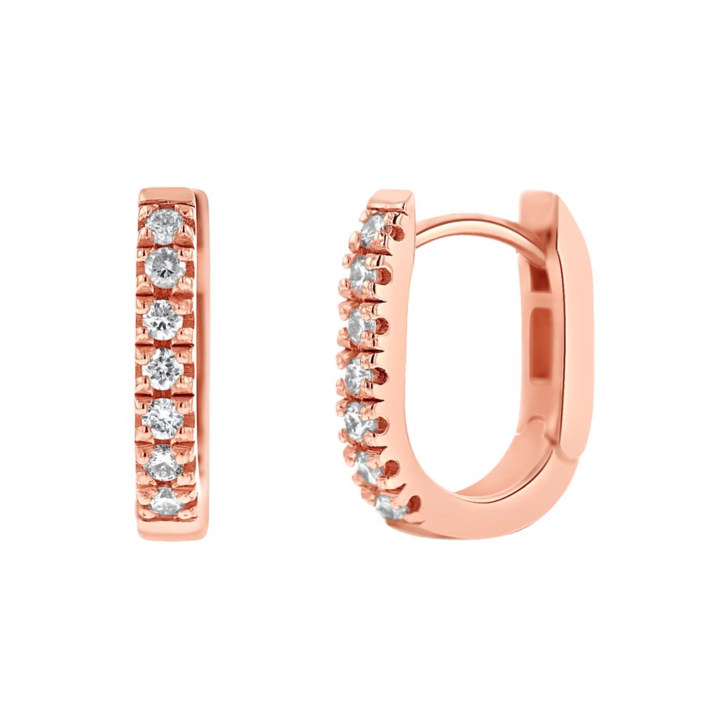 Diamond U-Pave Paperclip Huggie Earrings C5517