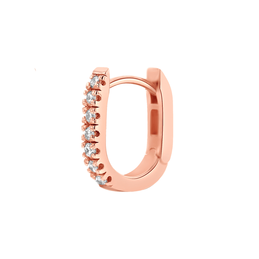 Diamond U-Pave Paperclip Huggie Earrings C5517