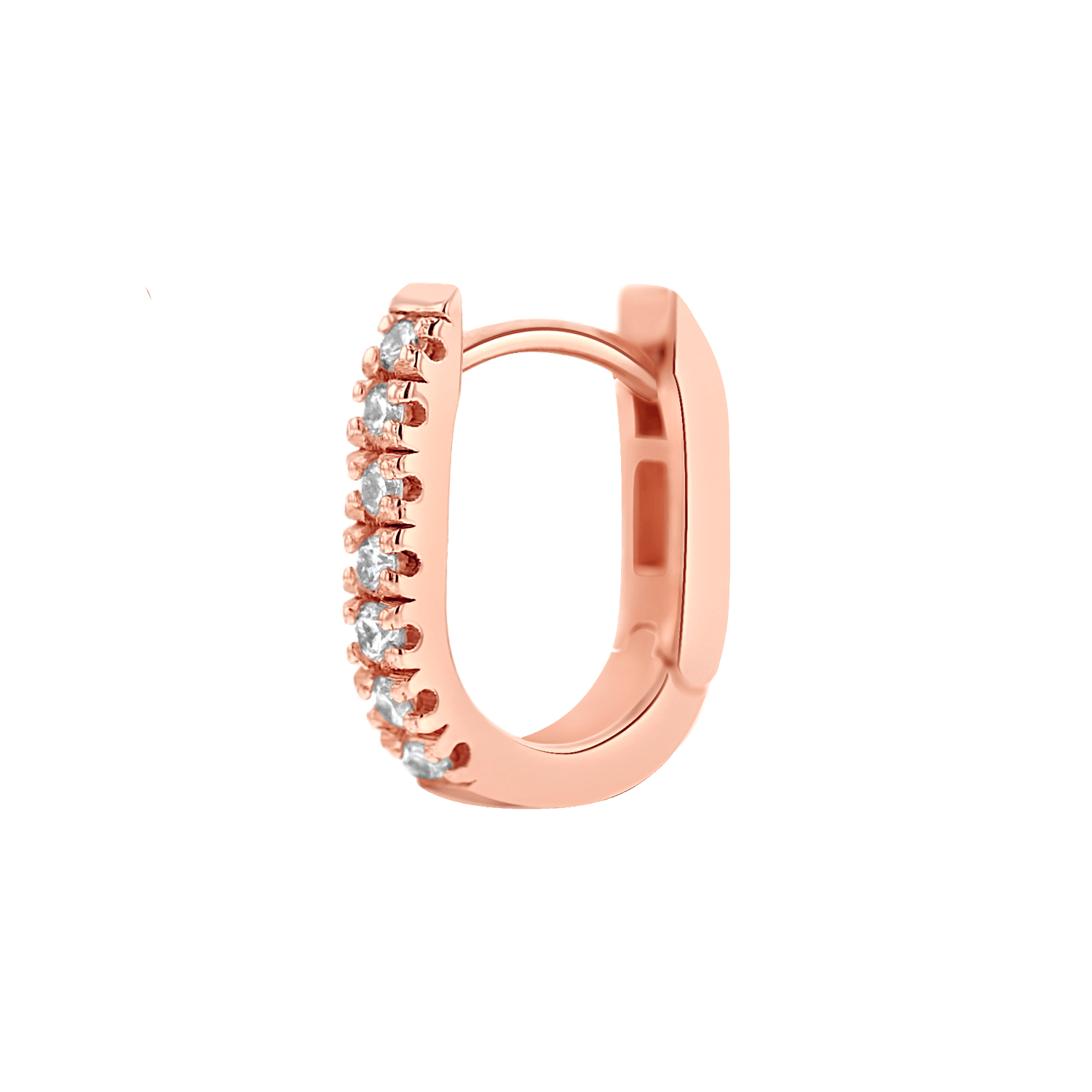 Diamond U-Pave Paperclip Huggie Earrings C5517