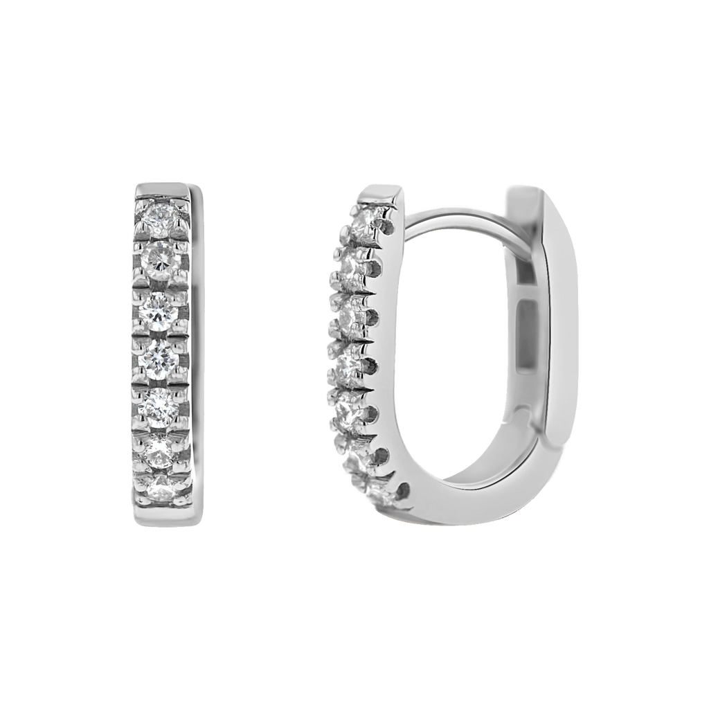 Diamond U-Pave Paperclip Huggie Earrings C5517