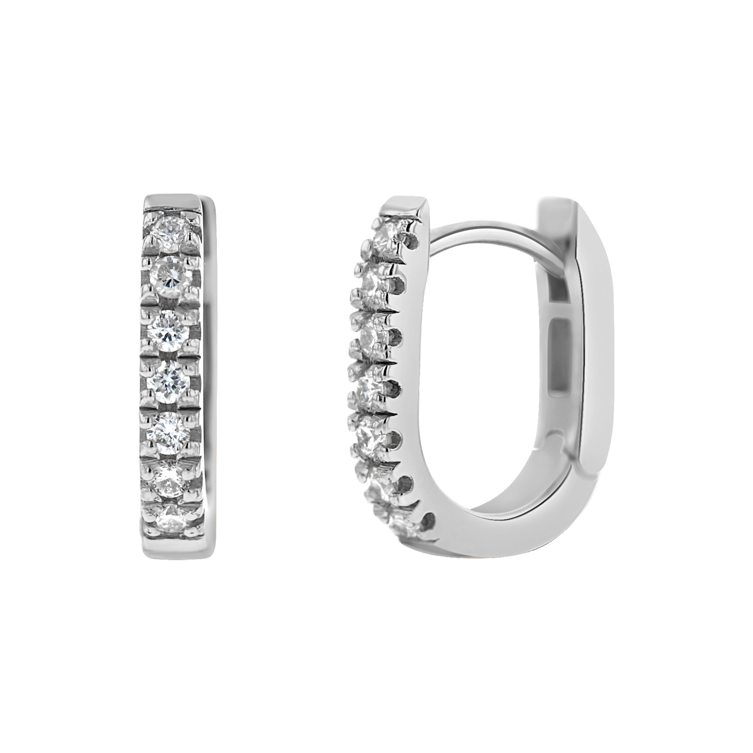 Diamond U-Pave Paperclip Huggie Earrings C5517