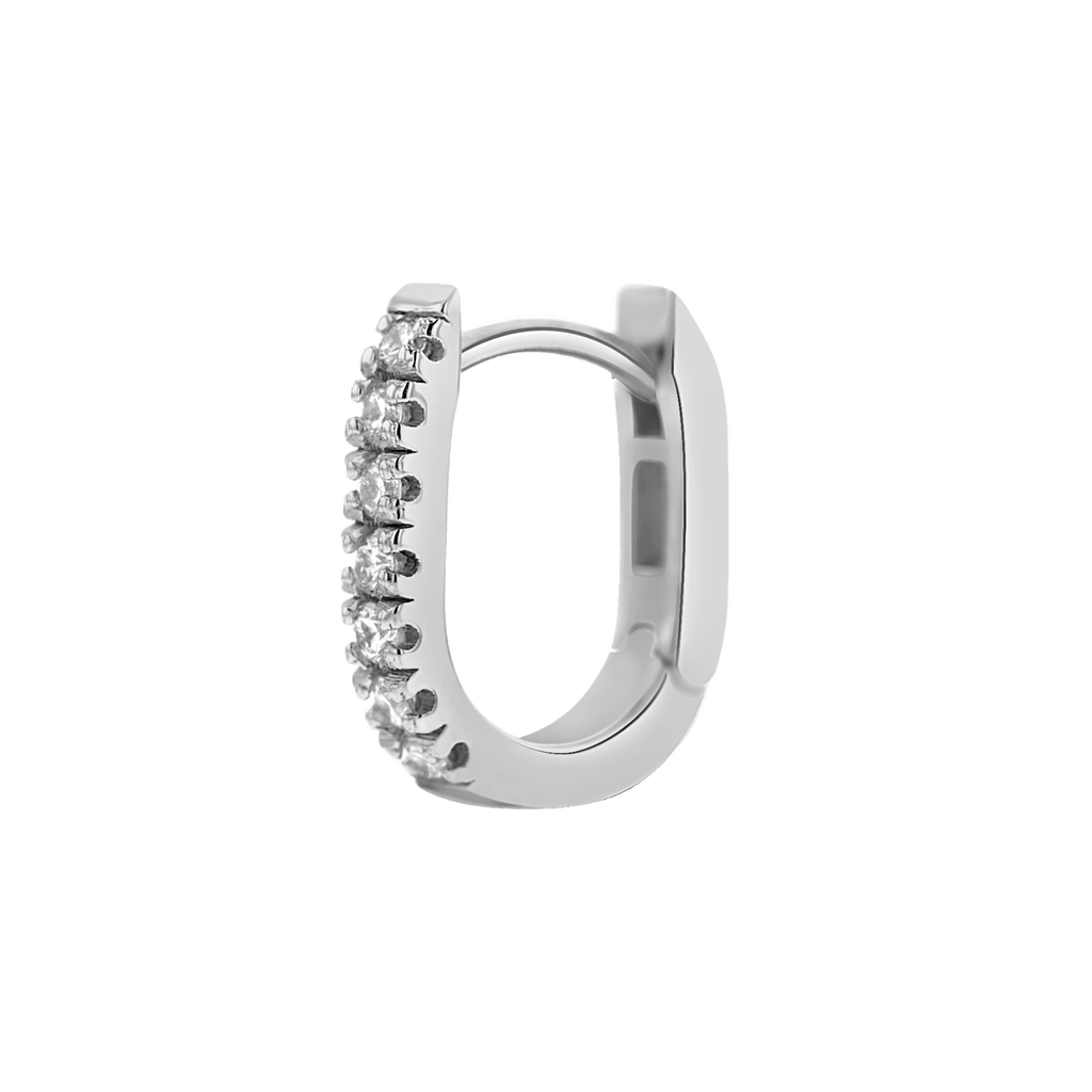 Diamond U-Pave Paperclip Huggie Earrings C5517