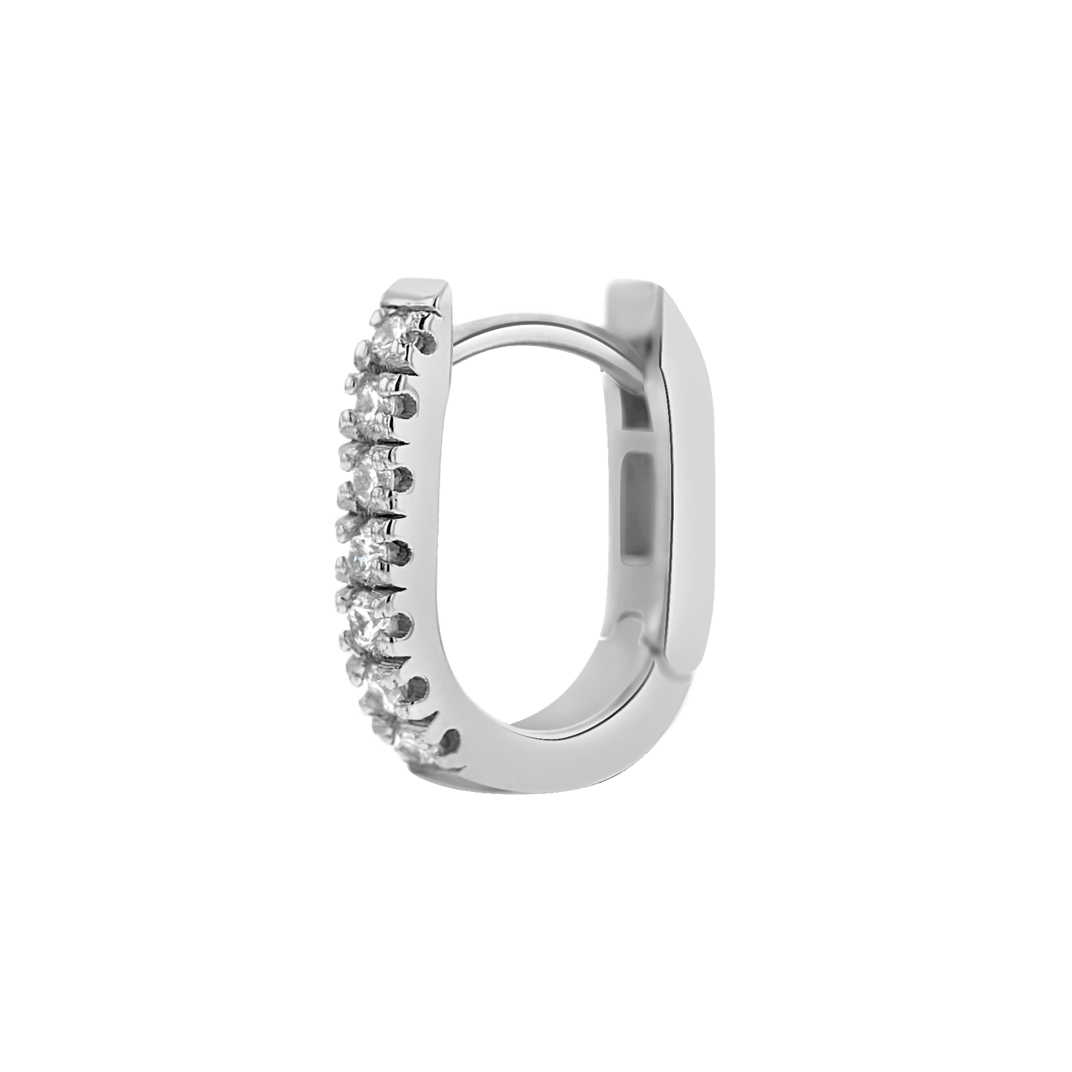 Diamond U-Pave Paperclip Huggie Earrings C5517