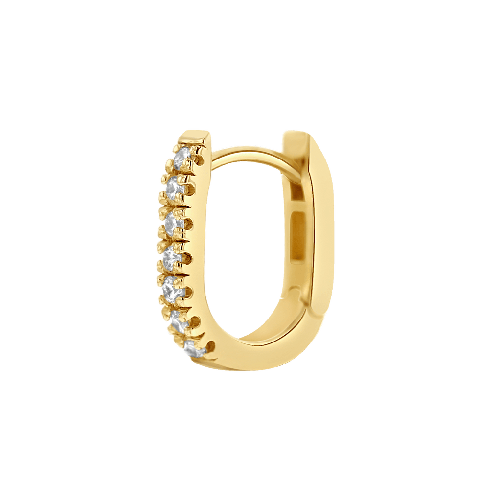 Diamond U-Pave Paperclip Huggie Earrings C5517