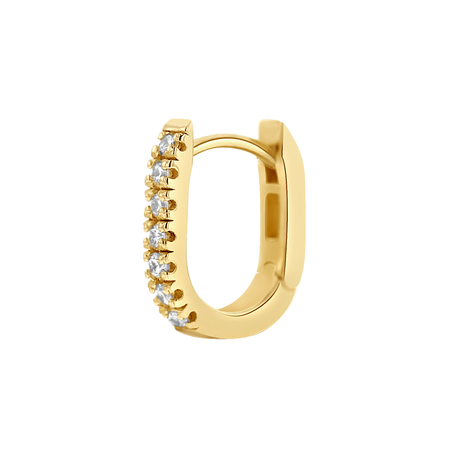 Diamond U-Pave Paperclip Huggie Earrings C5517