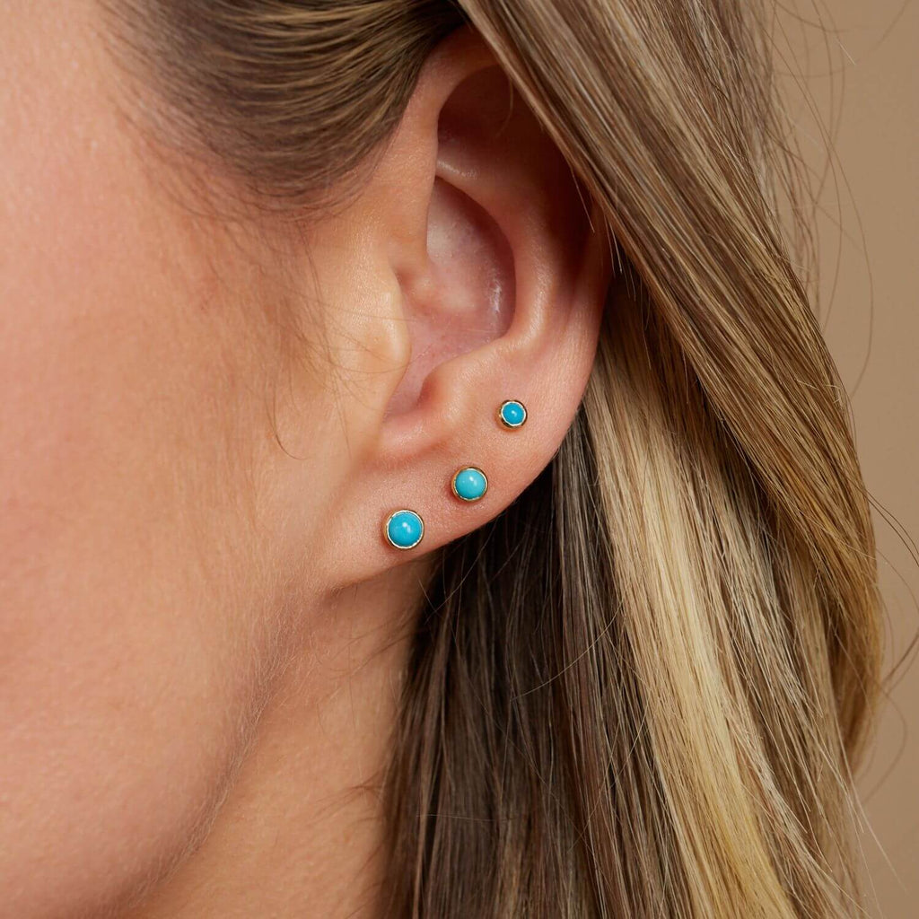 Turquoise Solitaire Stud Earrings V6064