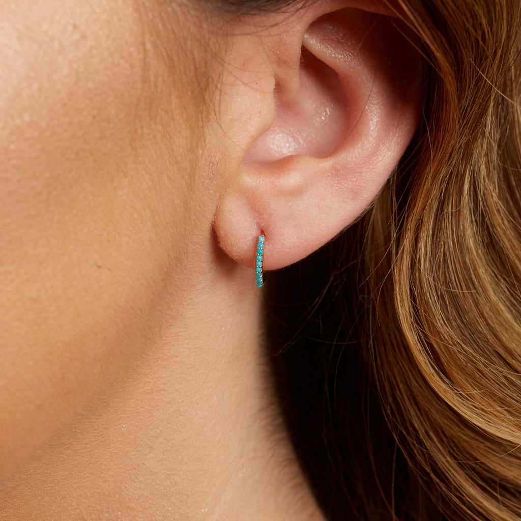 Turquoise Huggie Hoop Earrings O74547