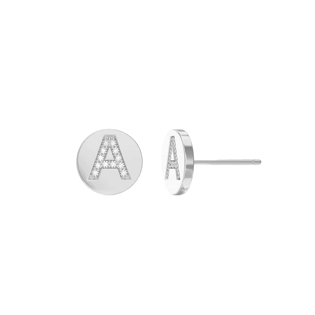 Diamond Initial Coin Earrings I395032