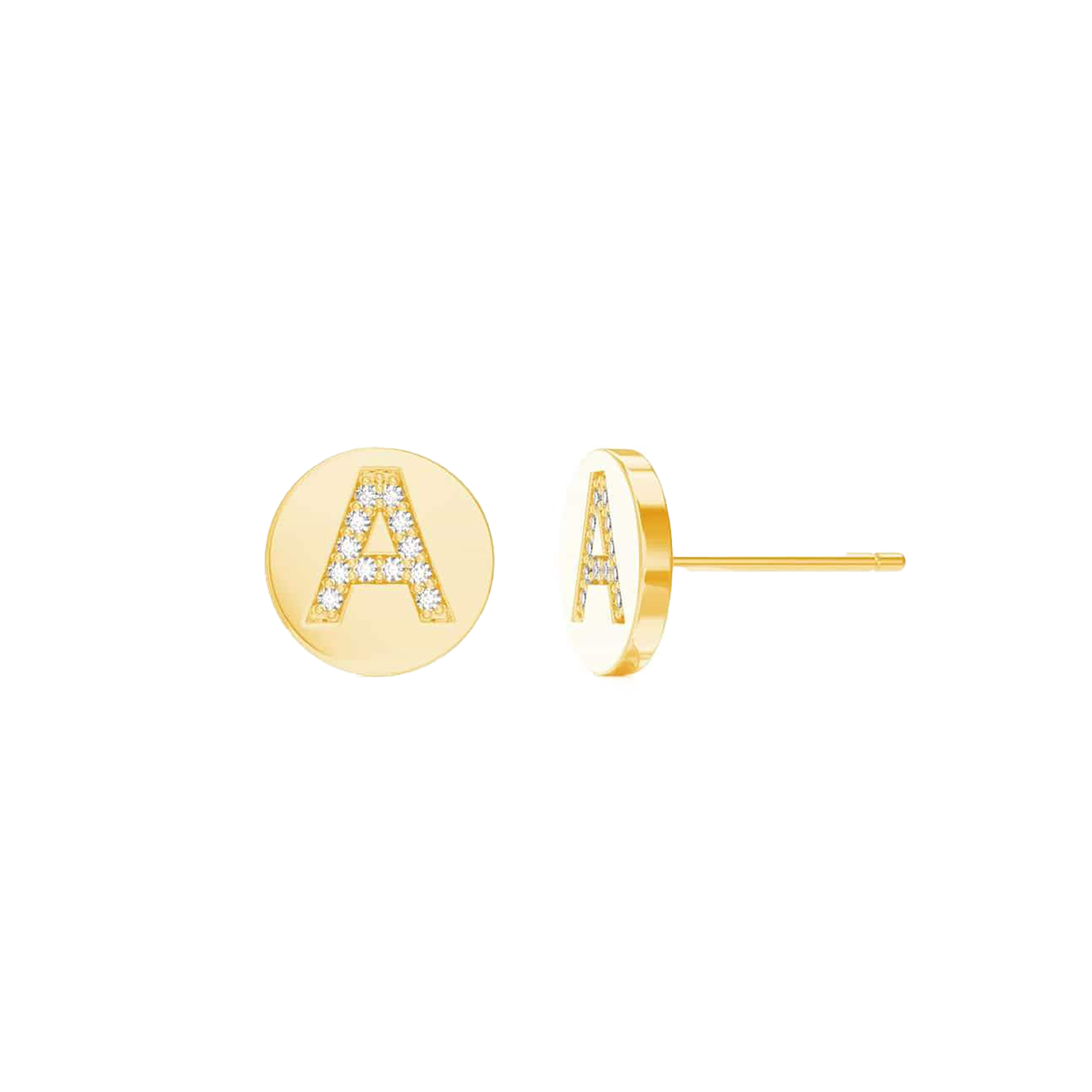 Diamond Initial Coin Earrings I395032