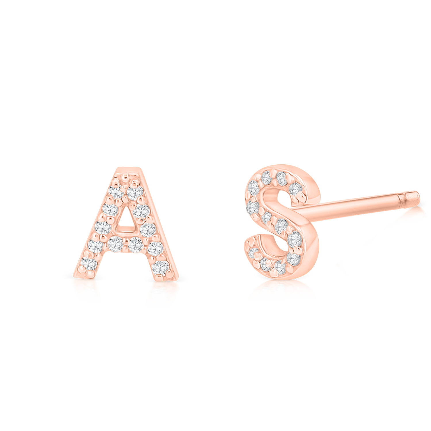 Diamond Pave Letter Stud Earrings Q29102