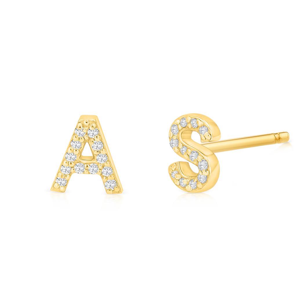 Diamond Pave Letter Stud Earrings Q29102