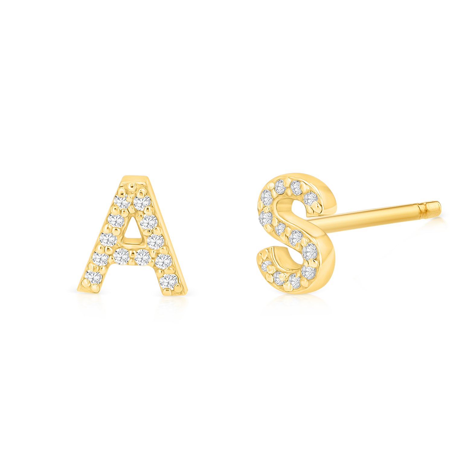 Diamond Pave Letter Stud Earrings Q29102