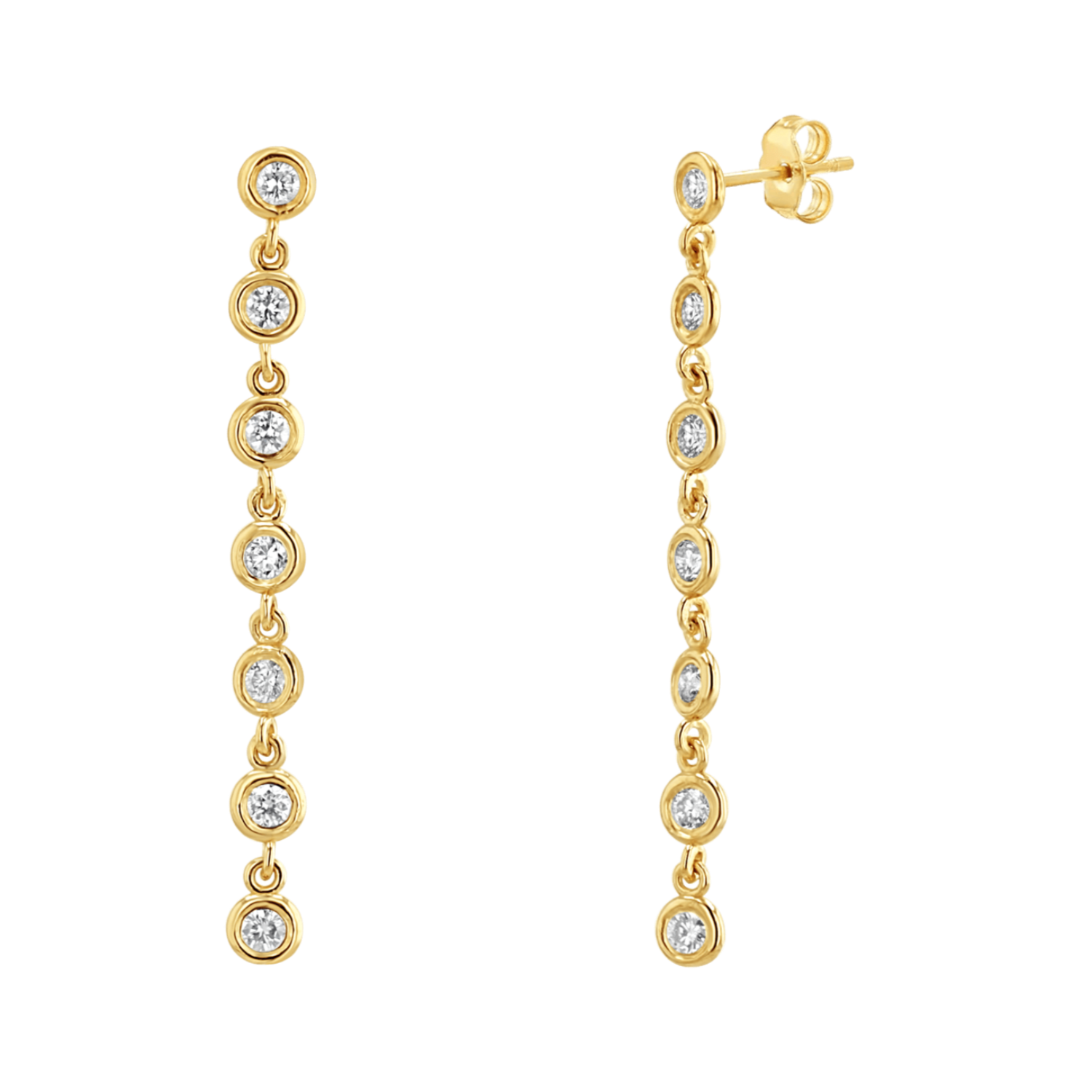 Diamond Bezel Chain Drop Earring Y22453