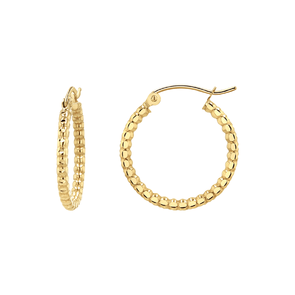 Diamond Cut Bead Hoop Earrings X69509