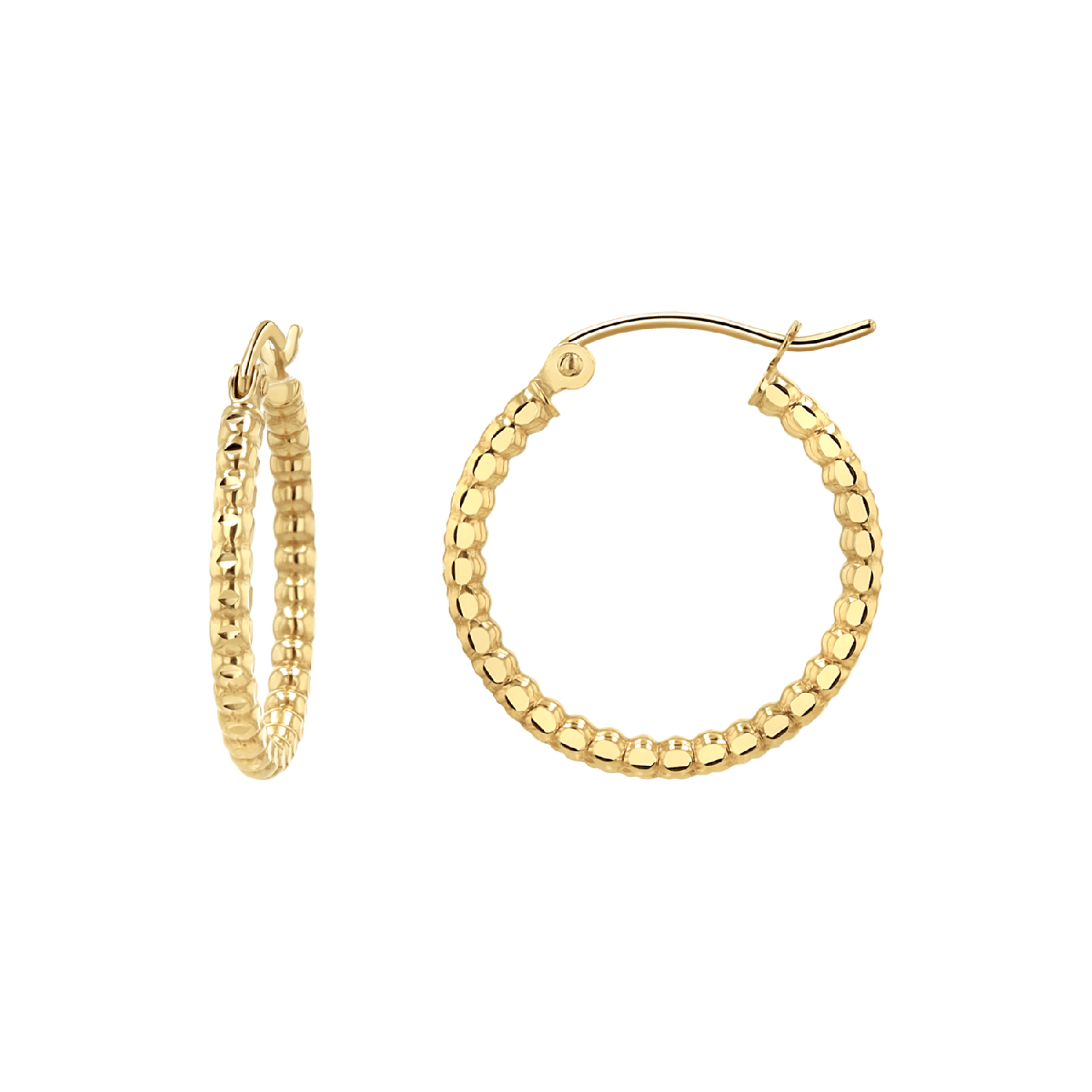 Diamond Cut Bead Hoop Earrings X69509