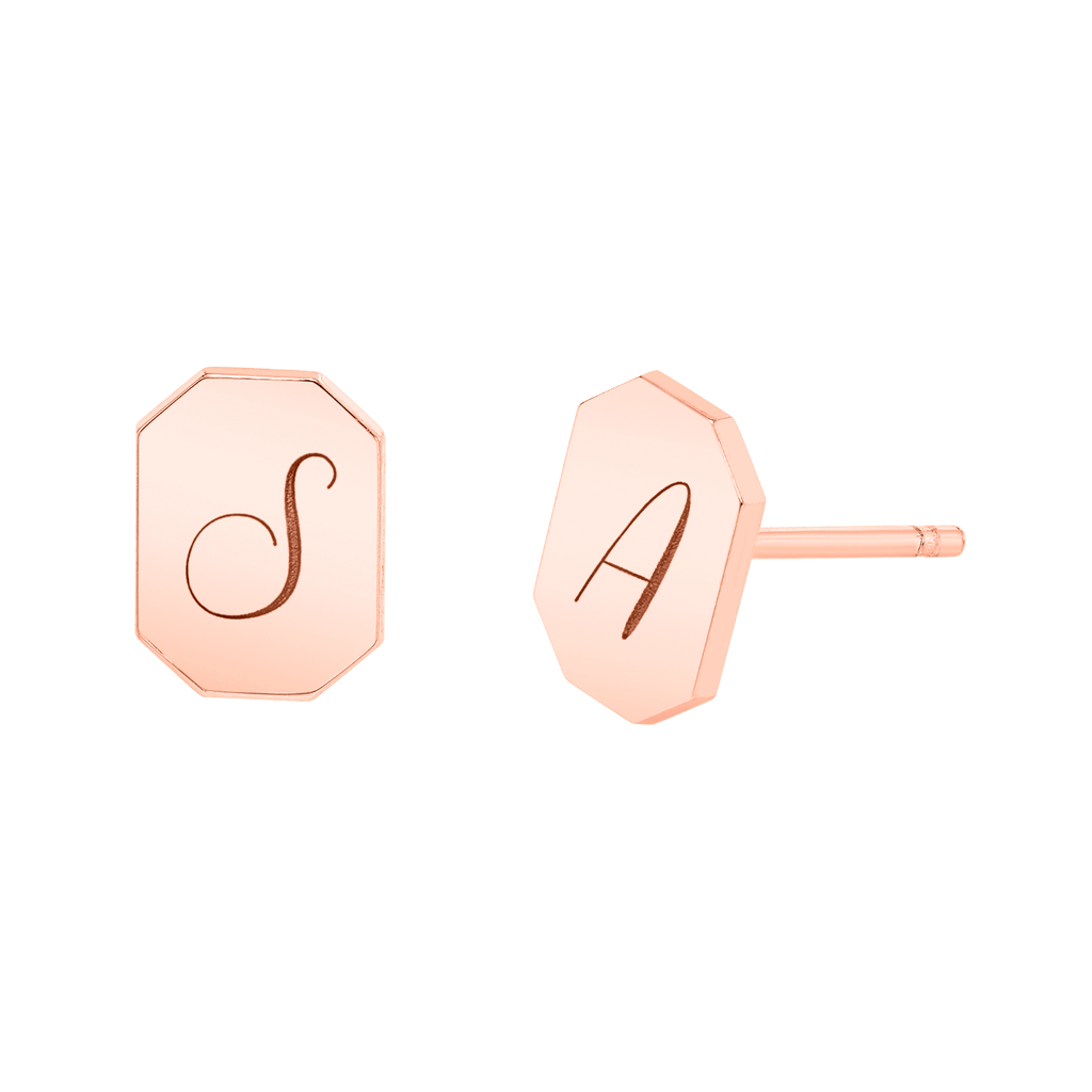 Engravable Initial Tag Earrings S583230