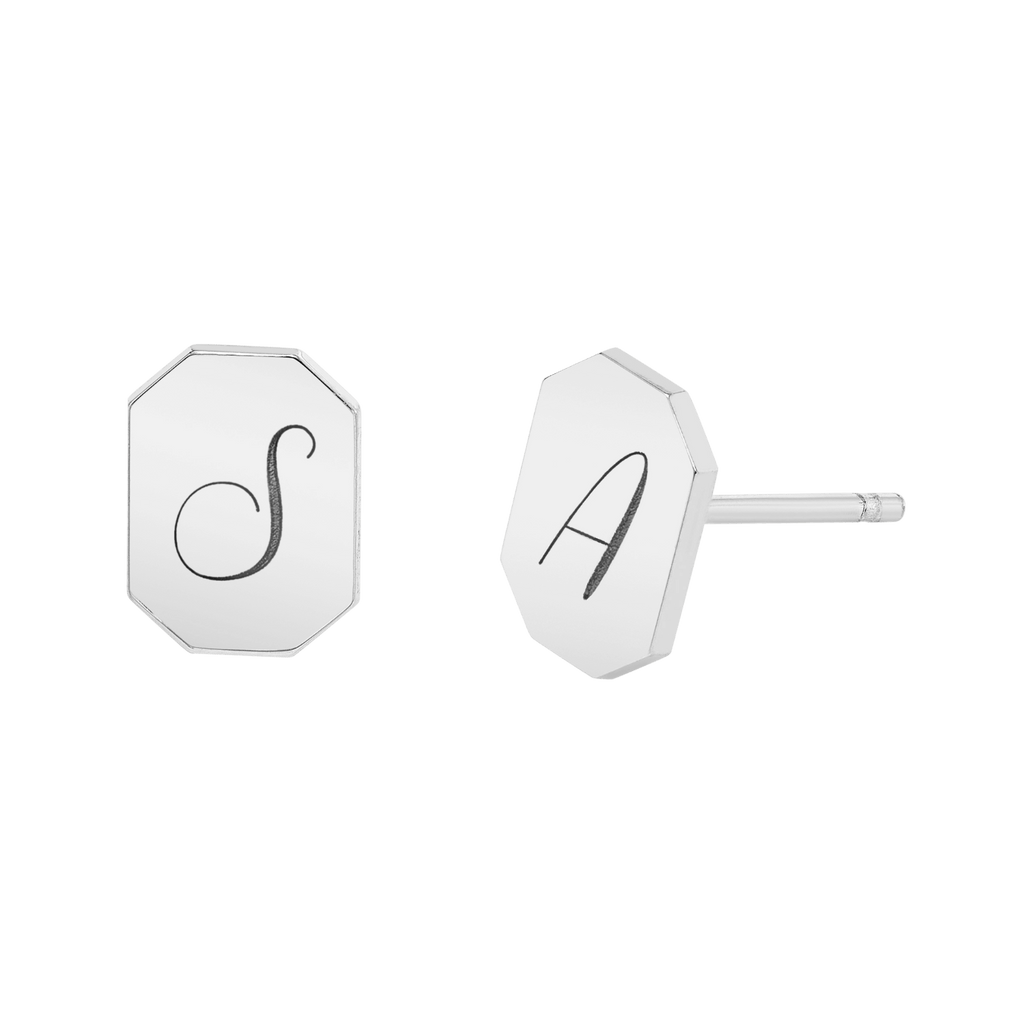 Engravable Initial Tag Earrings S583230