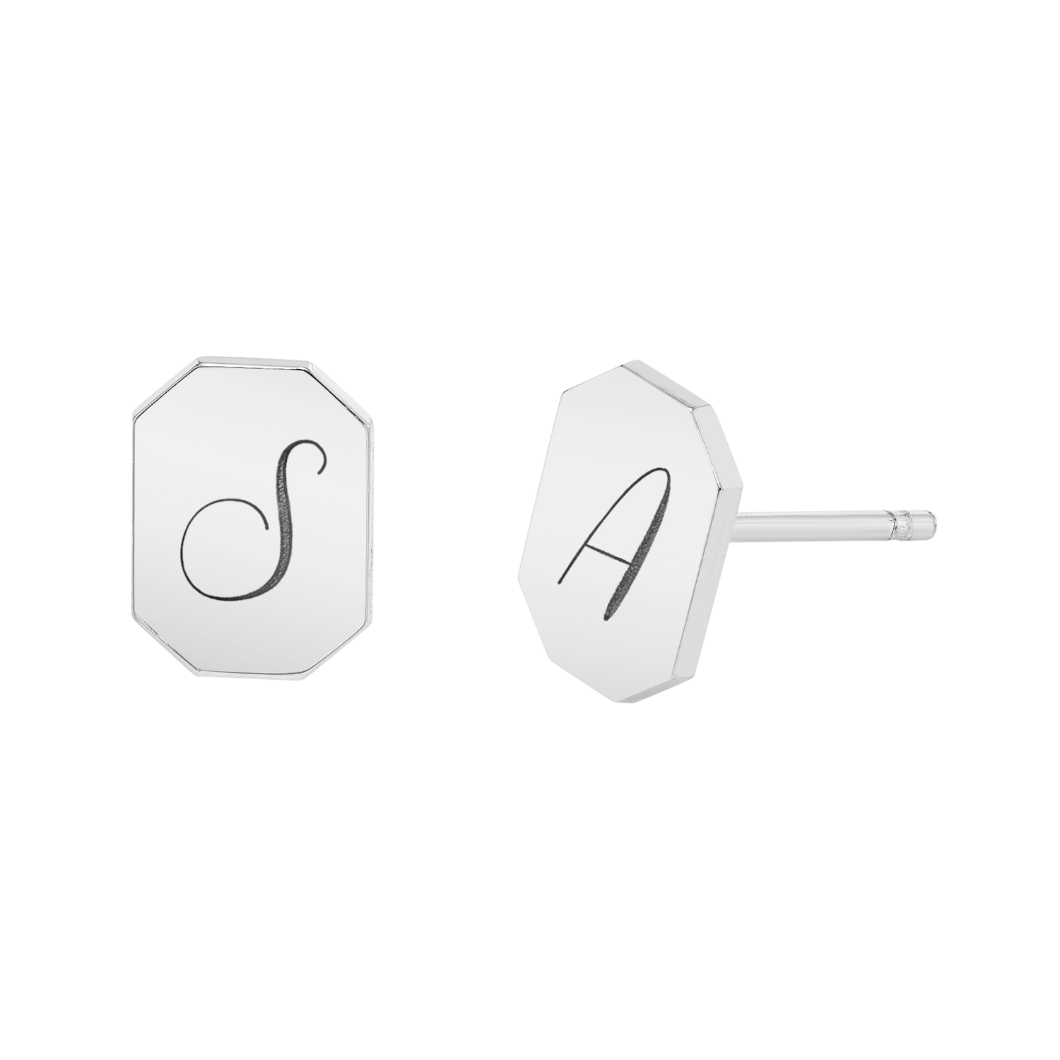 Engravable Initial Tag Earrings S583230