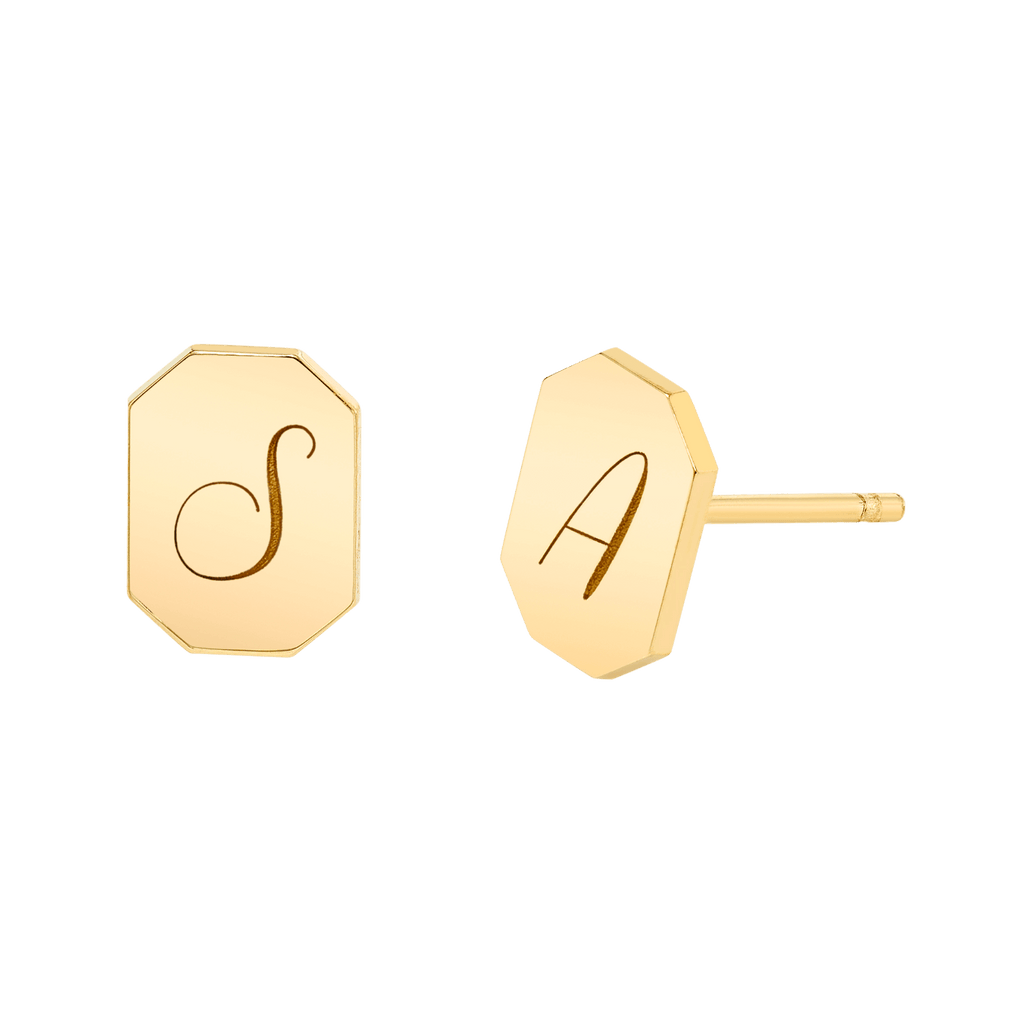 Engravable Initial Tag Earrings S583230
