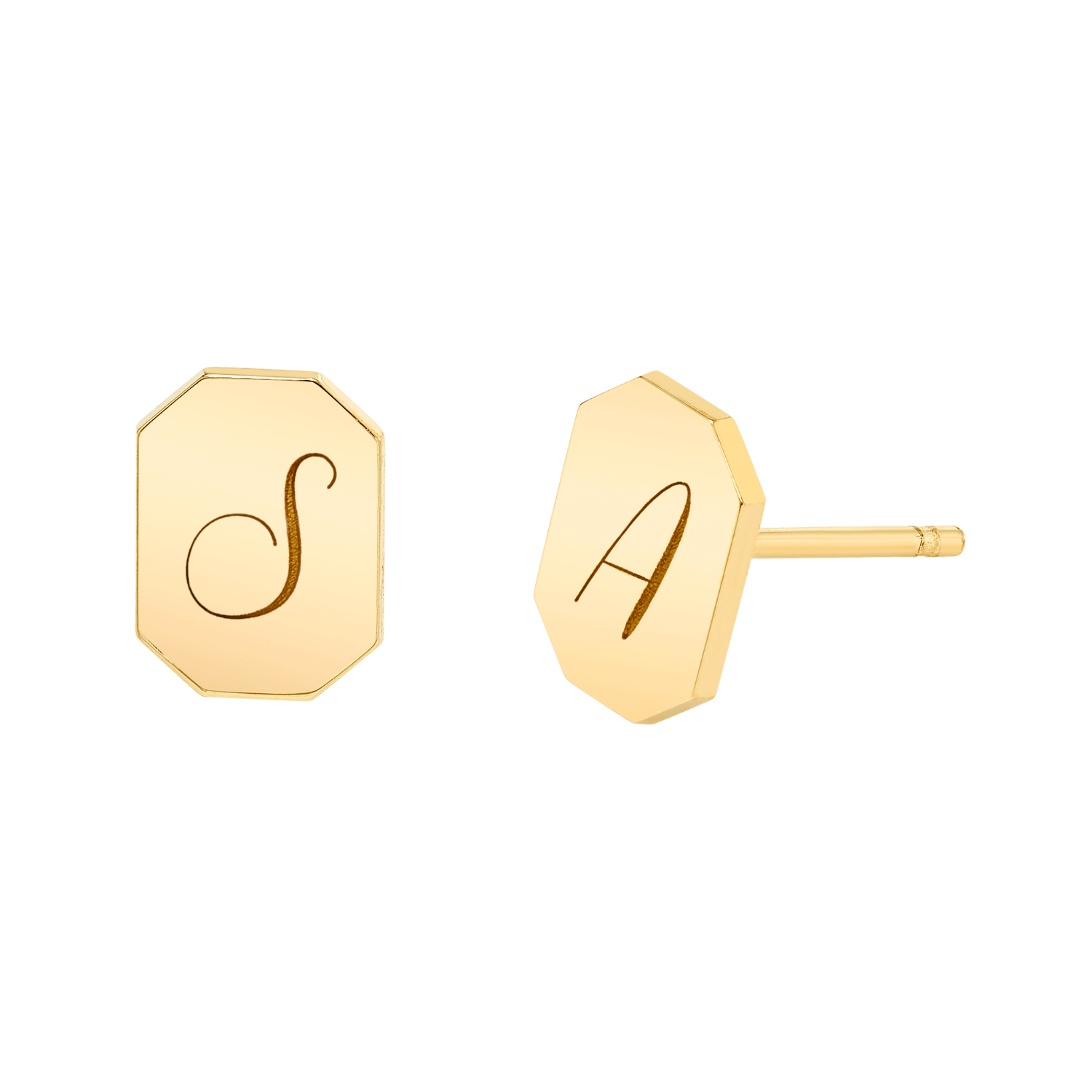 Engravable Initial Tag Earrings S583230