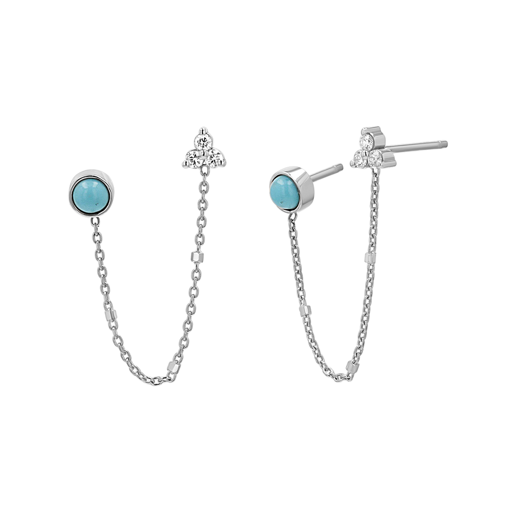 Turquoise & Diamond Drop Earring N350