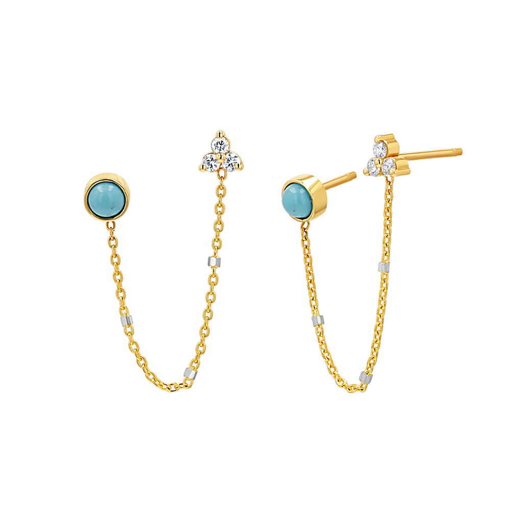 Turquoise & Diamond Drop Earring N350