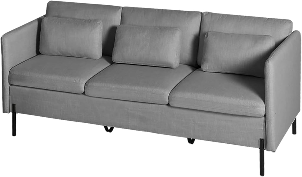 Grey 3 Pcs Upholstered Sofa Set with Pillows E982