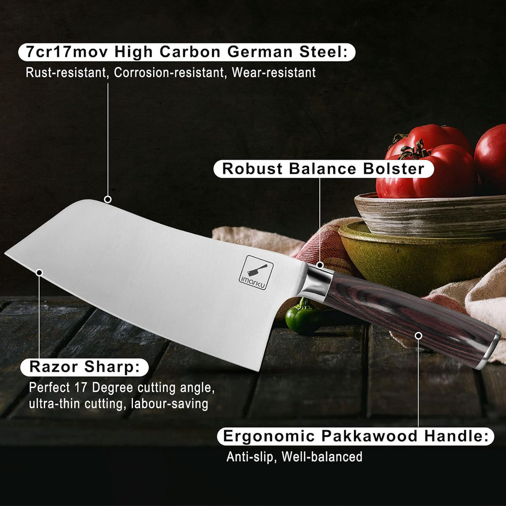 7 inch High Carbon Steel Santoku Knife and Cleaver R8031