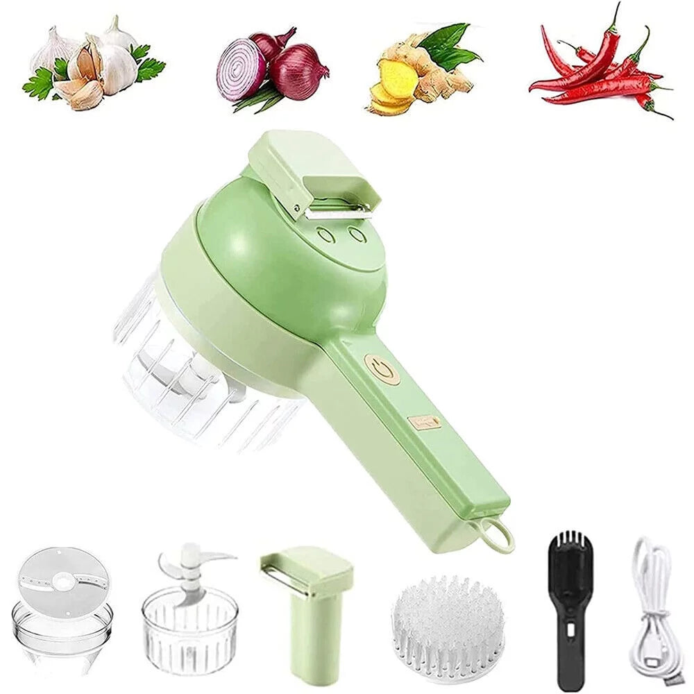 4 in 1 Mini Handheld Electric Vegetable Cutter Set Wireless Food Chopper Grinder Food Processor W111