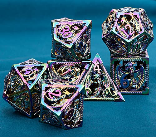 7 PCS Silver Polyhedral Metal Dice Set H1514