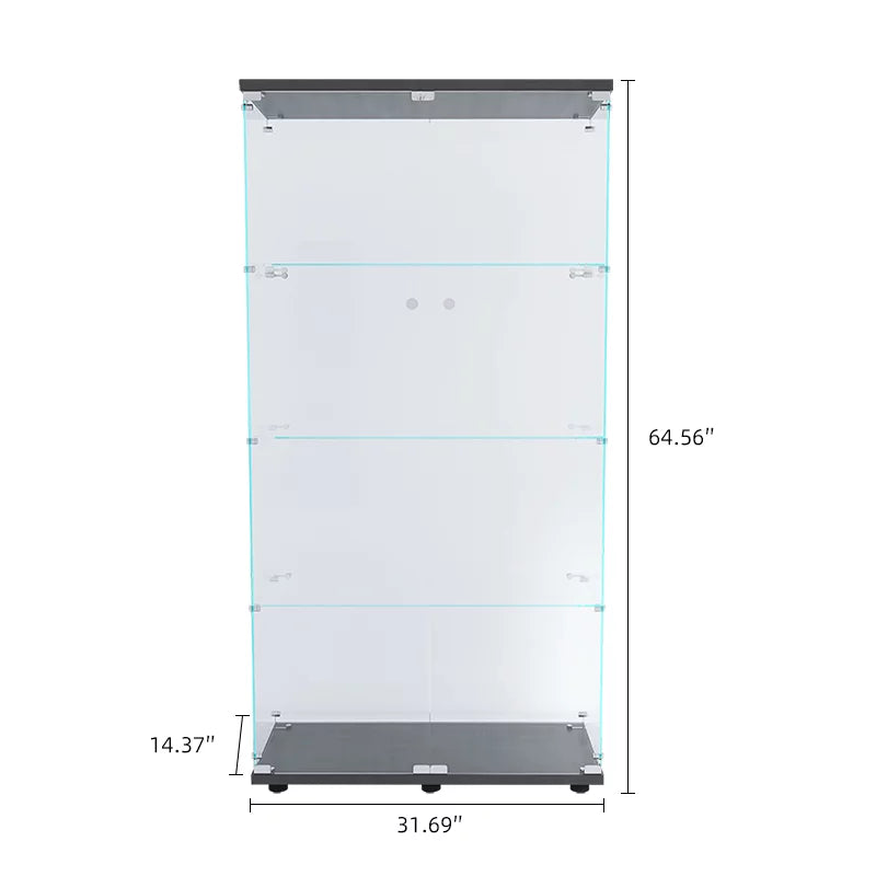 Black Glass Display Cabinet with 4 Shelves E126699