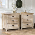 White Oak 3 Drawer Nightstand Set of 2 U559
