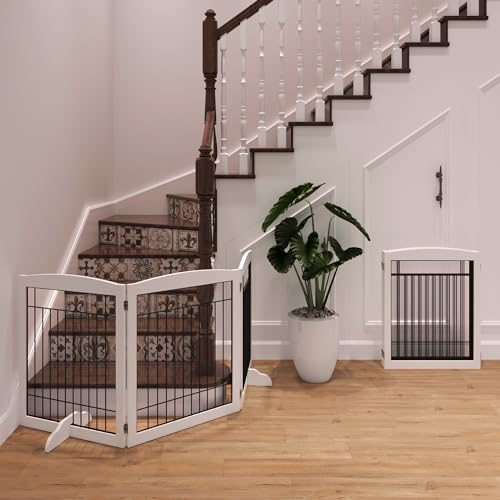 White 72" Extra Wide 30" Tall Wooden Dog Gate R692