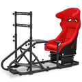 Racing Steering Wheel Stand with Racing Seat, Adjustable Slide, Red T84583