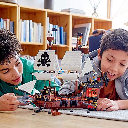 LEGO Creator 3 in 1 Pirate Ship Building Set, 4 Minifigures, Shark Toy, Ages 9+ N810
