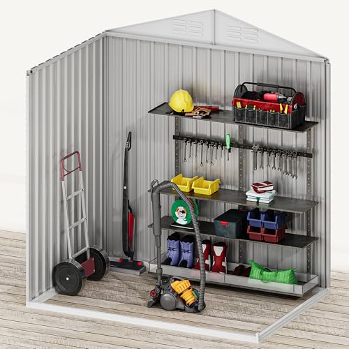 6x4ft Dark Gray Metal Storage Shed P978