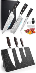 3 PCS German High Carbon Stainless Steel Chef Knife Set with Magnetic Knife Block A367368