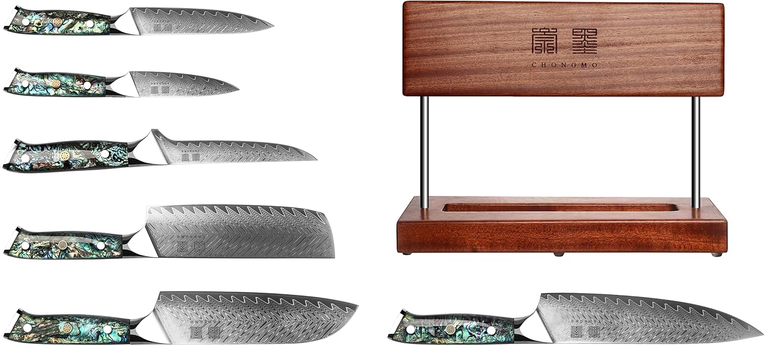 7 Piece VG10 Damascus Steel Kitchen Knife Set with Magnetic Knife Holder A472403